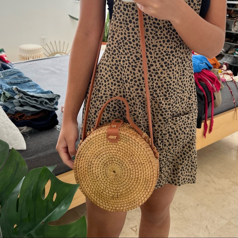 Handwoven Rattan Round Bag - Picture 3 of 9